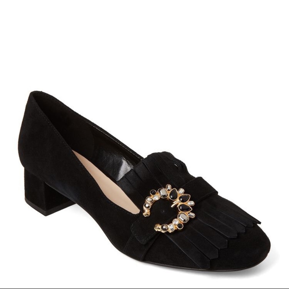 New Nine West Wadley Kiltie Jewel Block Heel Black